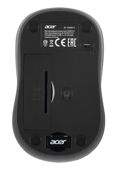 Мышь ACER OMR133 черный оптическая (1000dpi) беспроводная USB для ноутбука (2but) (ZL.MCEEE.01G)