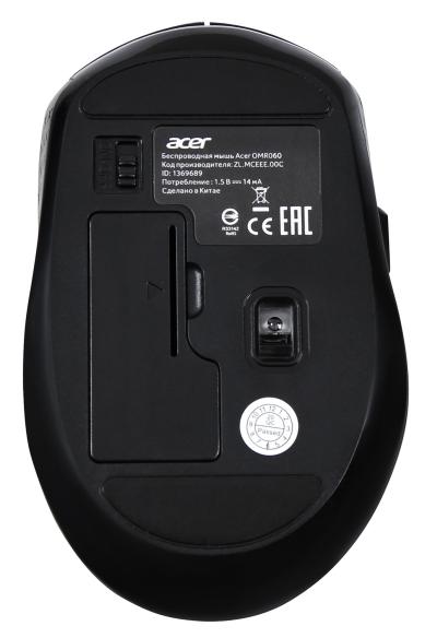 Мышь ACER OMR060 черный оптическая (1600dpi) беспроводная USB (6but) (ZL.MCEEE.00C)