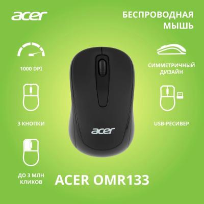 Мышь ACER OMR133 черный оптическая (1000dpi) беспроводная USB для ноутбука (2but) (ZL.MCEEE.01G)