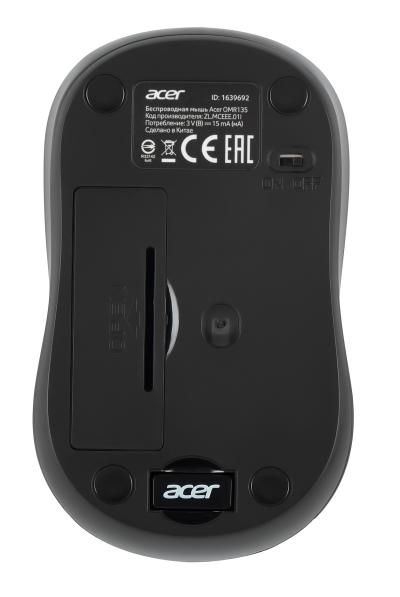 Мышь ACER OMR135 зеленый оптическая (1000dpi) беспроводная USB для ноутбука (2but) (ZL.MCEEE.01I)