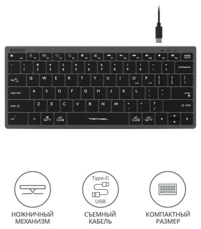 Клавиатура A4Tech Fstyler FX51 серый USB slim Multimedia (FX51 GREY)