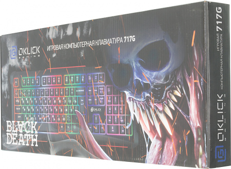 Клавиатура OKLICK 717G BLACK DEATH черный/серый USB Multimedia Gamer LED