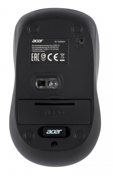 Мышь ACER OMR131 черный оптическая (1000dpi) беспроводная USB для ноутбука (2but) (ZL.MCEEE.01E)