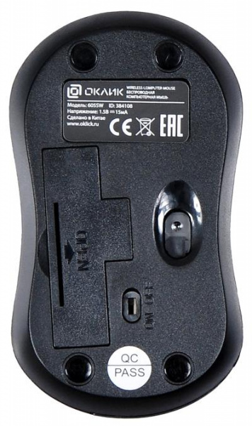 Мышь OKLICK 605SW черный оптическая (1200dpi) беспроводная USB