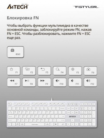 Клавиатура A4Tech Fstyler FX50 белый USB slim Multimedia (FX50 WHITE)
