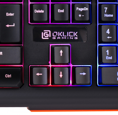 Клавиатура OKLICK 717G BLACK DEATH черный/серый USB Multimedia Gamer LED
