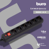 Сетевой фильтр BURO 600SH-1.8-B 1.8м (6 розеток) черный (коробка)