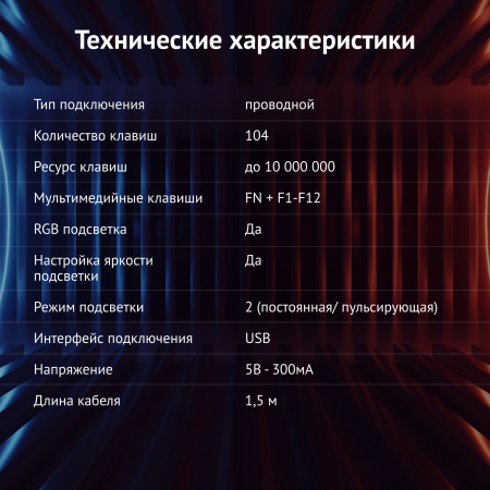 Клавиатура OKLICK 717G BLACK DEATH черный/серый USB Multimedia Gamer LED