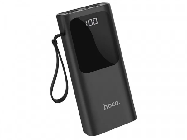 Аккумулятор внешний HOCO J41, 10000mAh, 2 USB выхода, Micro, Lightning и Type-C входы, дисплей, чёрный(1/63)