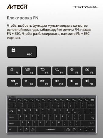Клавиатура A4Tech Fstyler FX51 серый USB slim Multimedia (FX51 GREY)