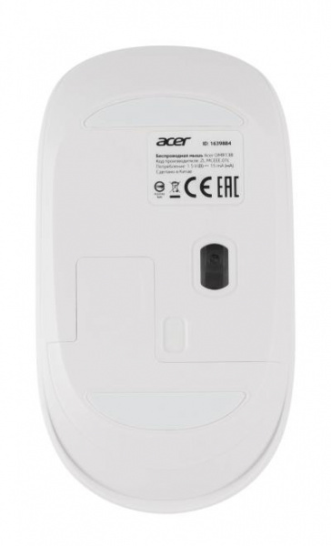 Мышь ACER OMR138 белый оптическая (1600dpi) беспроводная USB (3but) (ZL.MCEEE.01L)