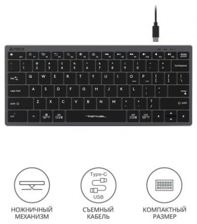 Клавиатура A4Tech Fstyler FX51 серый USB slim Multimedia (FX51 GREY)