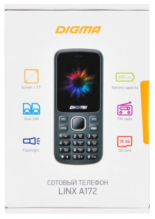 Телефон Digma A172 Linx 32Mb черный моноблок
