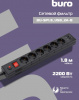 Сетевой фильтр BURO BU-SP1.8_USB_2A-B 1.8м (6 розеток) черный (коробка)